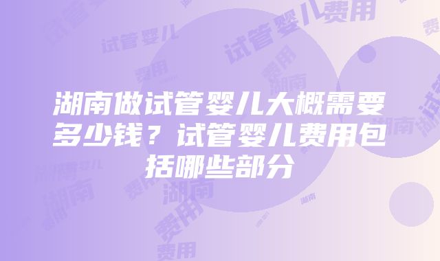 湖南做试管婴儿大概需要多少钱？试管婴儿费用包括哪些部分