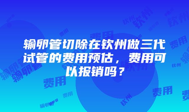 输卵管切除在钦州做三代试管的费用预估，费用可以报销吗？