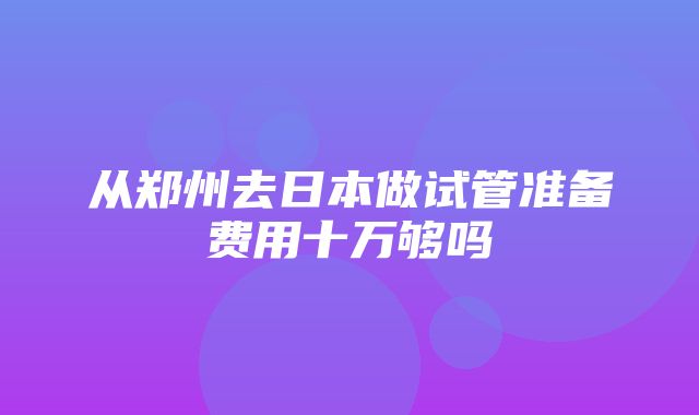 从郑州去日本做试管准备费用十万够吗