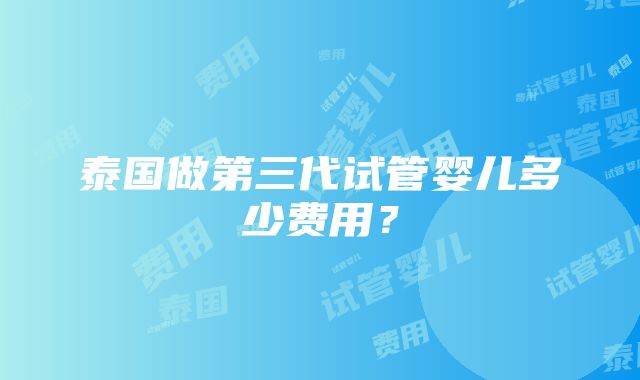 泰国做第三代试管婴儿多少费用？