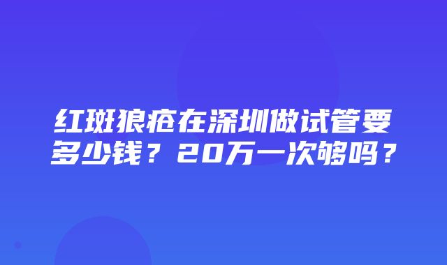 红斑狼疮在深圳做试管要多少钱？20万一次够吗？