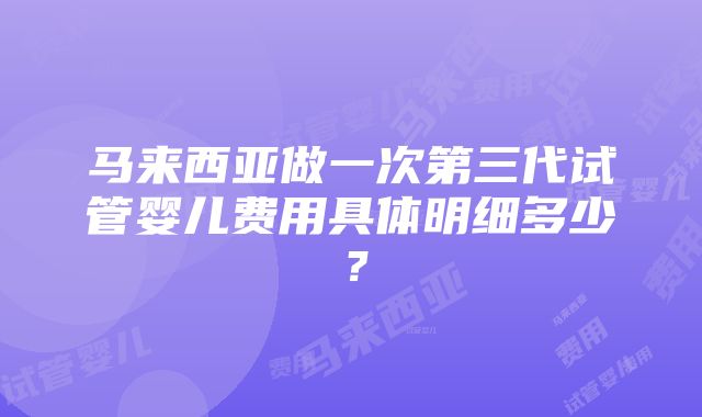 马来西亚做一次第三代试管婴儿费用具体明细多少？