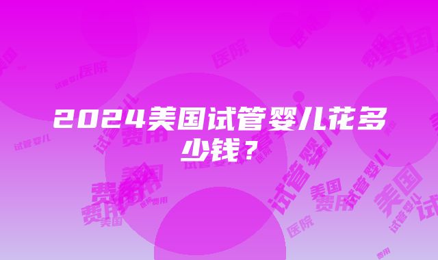 2024美国试管婴儿花多少钱？