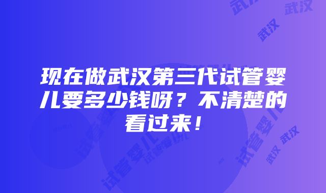 现在做武汉第三代试管婴儿要多少钱呀？不清楚的看过来！