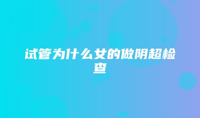 试管为什么女的做阴超检查