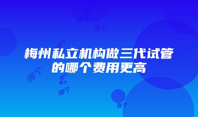 梅州私立机构做三代试管的哪个费用更高