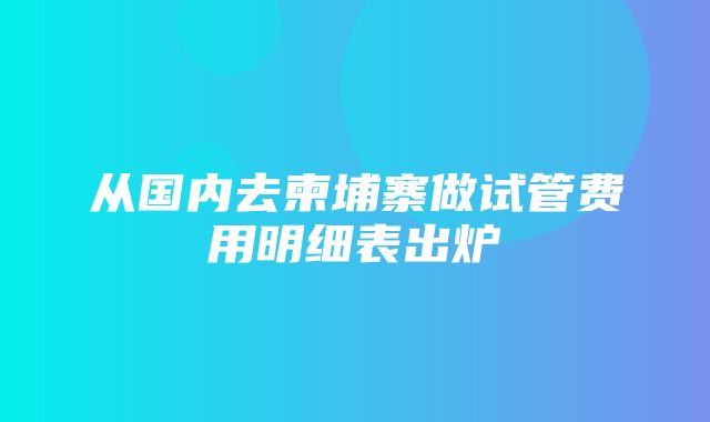 从国内去柬埔寨做试管费用明细表出炉