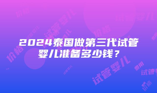 2024泰国做第三代试管婴儿准备多少钱？