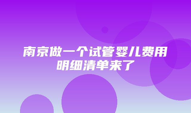 南京做一个试管婴儿费用明细清单来了