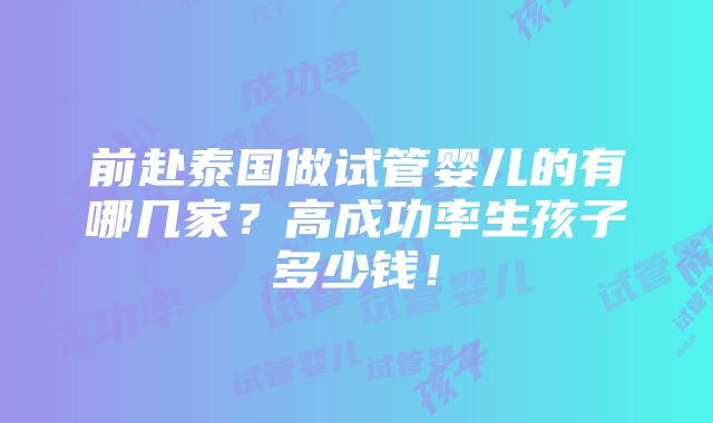 前赴泰国做试管婴儿的有哪几家？高成功率生孩子多少钱！