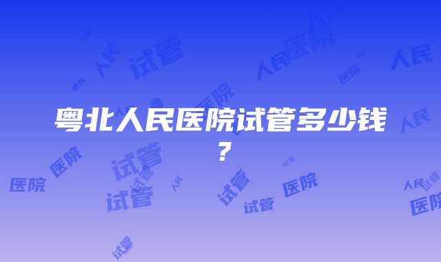 粤北人民医院试管多少钱？