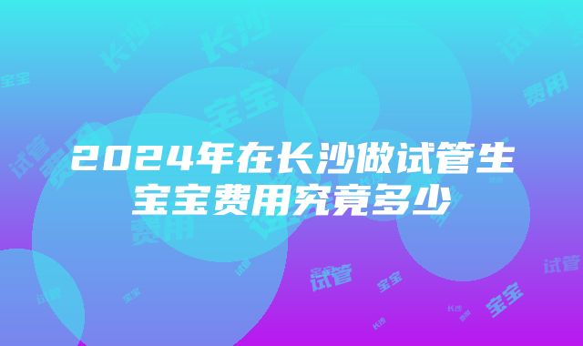 2024年在长沙做试管生宝宝费用究竟多少