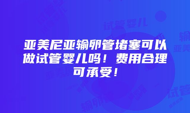 亚美尼亚输卵管堵塞可以做试管婴儿吗！费用合理可承受！