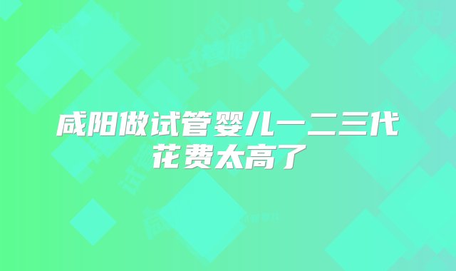 咸阳做试管婴儿一二三代花费太高了