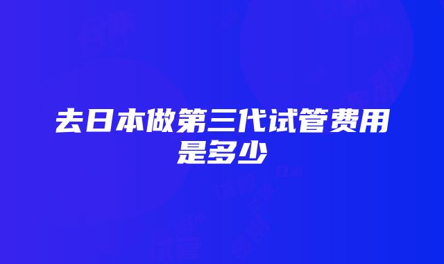 去日本做第三代试管费用是多少