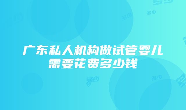 广东私人机构做试管婴儿需要花费多少钱