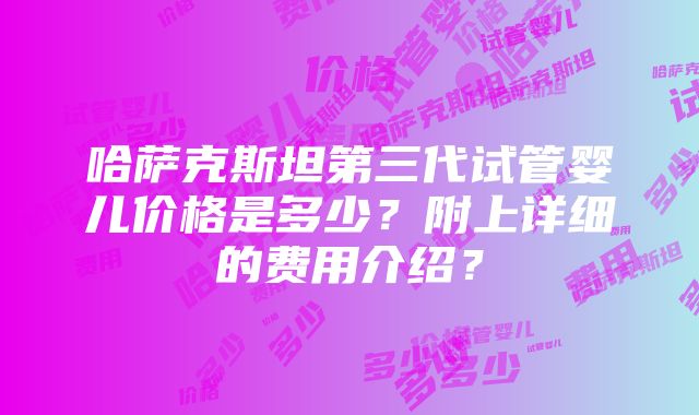 哈萨克斯坦第三代试管婴儿价格是多少？附上详细的费用介绍？