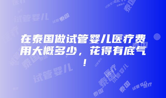 在泰国做试管婴儿医疗费用大概多少，花得有底气！