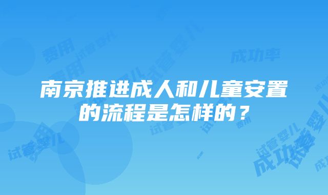 南京推进成人和儿童安置的流程是怎样的？