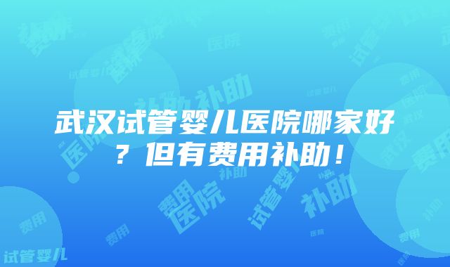 武汉试管婴儿医院哪家好？但有费用补助！