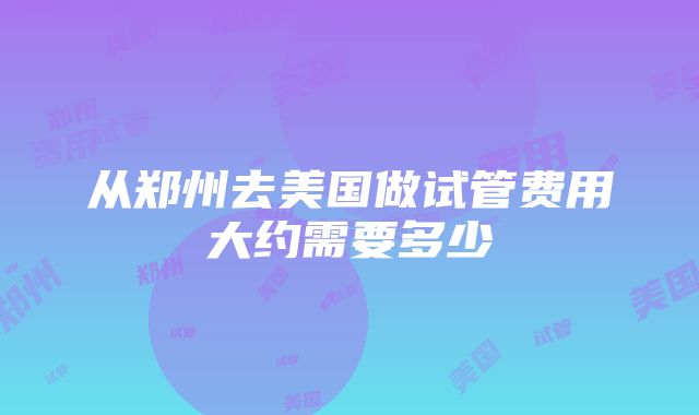 从郑州去美国做试管费用大约需要多少