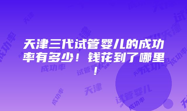 天津三代试管婴儿的成功率有多少！钱花到了哪里！