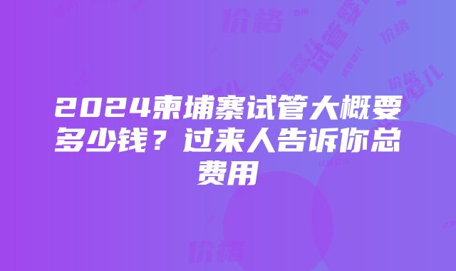 2024柬埔寨试管大概要多少钱？过来人告诉你总费用