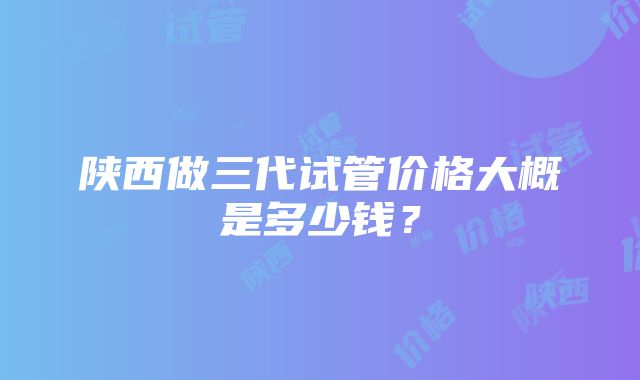 陕西做三代试管价格大概是多少钱？