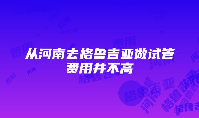 从河南去格鲁吉亚做试管费用并不高