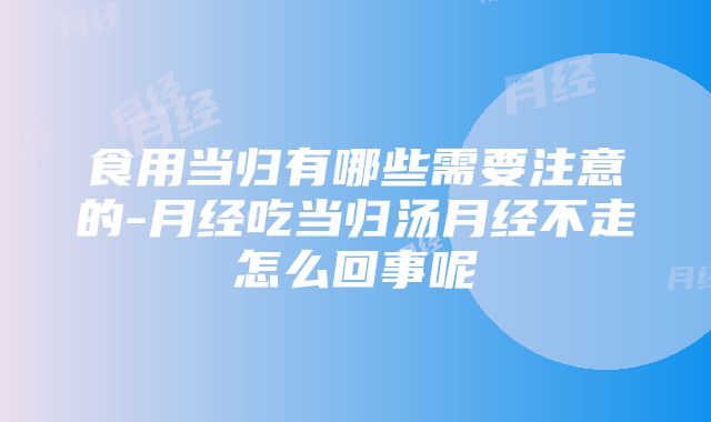 食用当归有哪些需要注意的-月经吃当归汤月经不走怎么回事呢