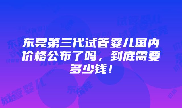 东莞第三代试管婴儿国内价格公布了吗，到底需要多少钱！