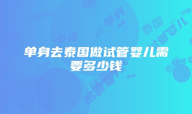 单身去泰国做试管婴儿需要多少钱