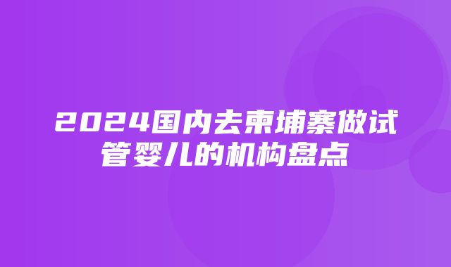 2024国内去柬埔寨做试管婴儿的机构盘点