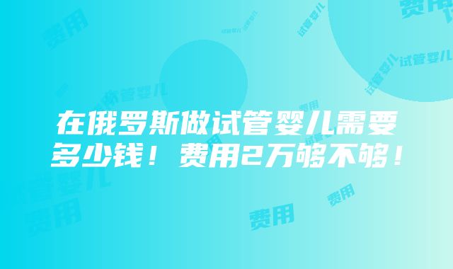 在俄罗斯做试管婴儿需要多少钱！费用2万够不够！