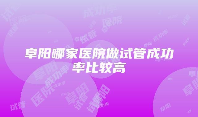 阜阳哪家医院做试管成功率比较高