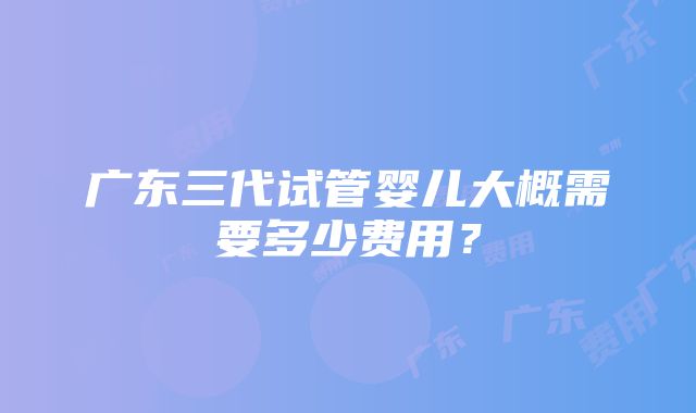 广东三代试管婴儿大概需要多少费用？