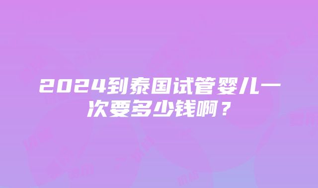 2024到泰国试管婴儿一次要多少钱啊？