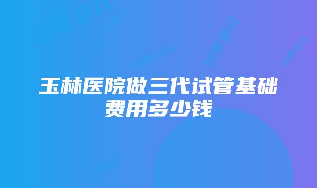 玉林医院做三代试管基础费用多少钱