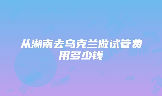 从湖南去乌克兰做试管费用多少钱