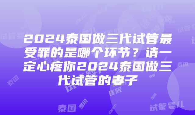 2024泰国做三代试管最受罪的是哪个环节？请一定心疼你2024泰国做三代试管的妻子