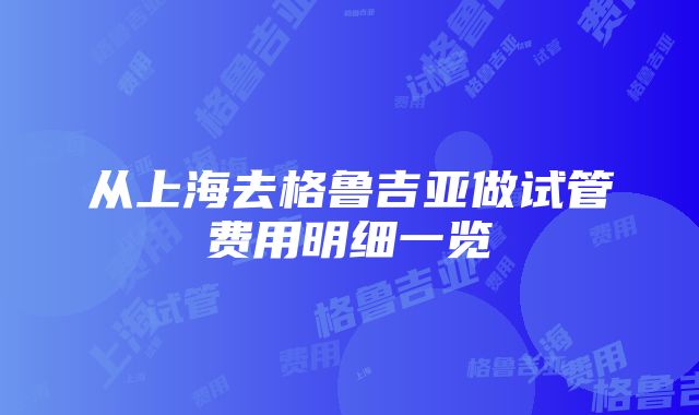 从上海去格鲁吉亚做试管费用明细一览