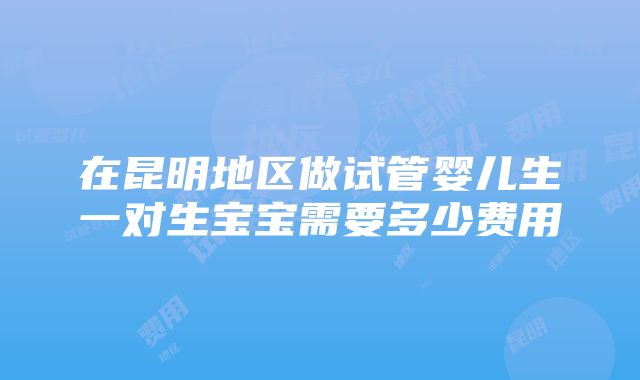 在昆明地区做试管婴儿生一对生宝宝需要多少费用