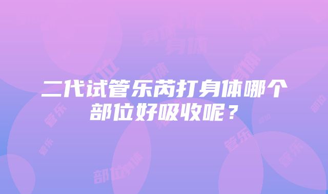 二代试管乐芮打身体哪个部位好吸收呢？