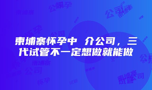 柬埔寨怀孕中 介公司，三代试管不一定想做就能做