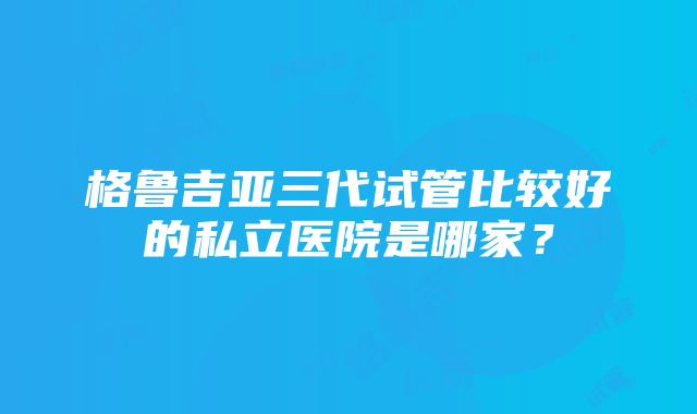 格鲁吉亚三代试管比较好的私立医院是哪家？