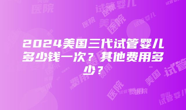 2024美国三代试管婴儿多少钱一次？其他费用多少？