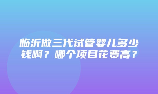 临沂做三代试管婴儿多少钱啊？哪个项目花费高？