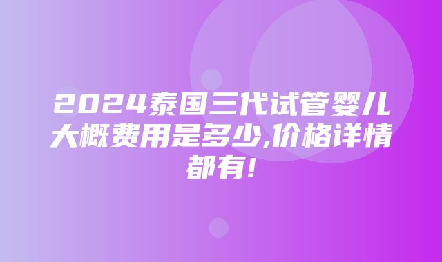 2024泰国三代试管婴儿大概费用是多少,价格详情都有!