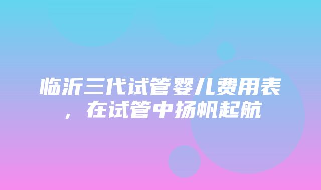 临沂三代试管婴儿费用表，在试管中扬帆起航