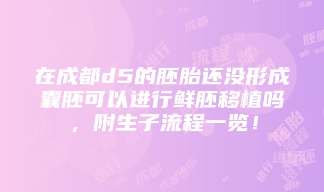 在成都d5的胚胎还没形成囊胚可以进行鲜胚移植吗，附生子流程一览！